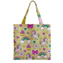 Cute Unicorn Pattern Zipper Grocery Tote Bag View1