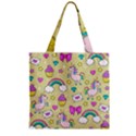 Cute Unicorn Pattern Zipper Grocery Tote Bag View2