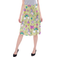 Cute Unicorn Pattern Midi Beach Skirt by Valentinaart