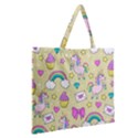 Cute Unicorn Pattern Zipper Large Tote Bag View2