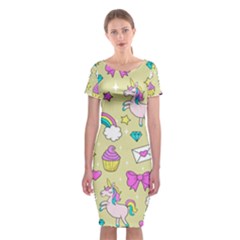 Cute Unicorn Pattern Classic Short Sleeve Midi Dress