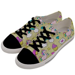 Cute Unicorn Pattern Men s Low Top Canvas Sneakers by Valentinaart