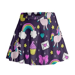 Cute Unicorn Pattern Mini Flare Skirt by Valentinaart