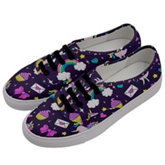 Cute Unicorn Pattern Men s Classic Low Top Sneakers by Valentinaart