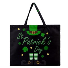 St Patricks Leprechaun Zipper Large Tote Bag by Valentinaart