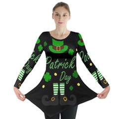 St Patricks Leprechaun Long Sleeve Tunic  by Valentinaart