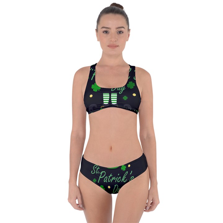 St Patricks Leprechaun Criss Cross Bikini Set