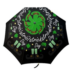 St Patricks Leprechaun Folding Umbrellas by Valentinaart