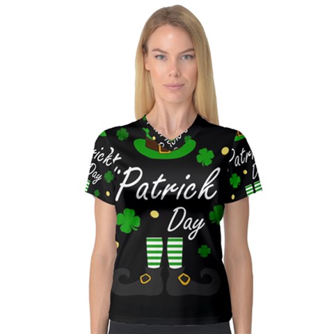 St Patricks Leprechaun V-neck Sport Mesh Tee by Valentinaart