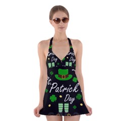 St Patricks Leprechaun Halter Dress Swimsuit  by Valentinaart