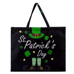 St Patricks Leprechaun Zipper Large Tote Bag by Valentinaart