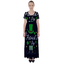 St Patricks Leprechaun High Waist Short Sleeve Maxi Dress by Valentinaart