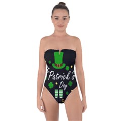 St Patricks Leprechaun Tie Back One Piece Swimsuit by Valentinaart