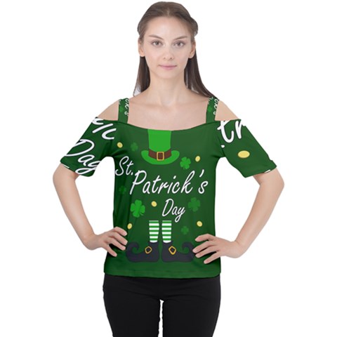 St Patricks Leprechaun Cutout Shoulder Tee by Valentinaart