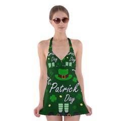 St Patricks Leprechaun Halter Dress Swimsuit  by Valentinaart