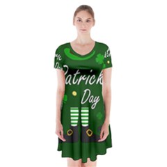 St Patricks Leprechaun Short Sleeve V-neck Flare Dress by Valentinaart