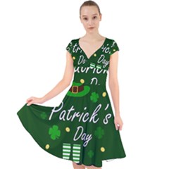 St Patricks Leprechaun Cap Sleeve Front Wrap Midi Dress by Valentinaart