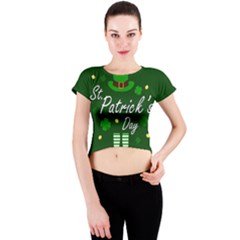 St Patricks Leprechaun Crew Neck Crop Top by Valentinaart