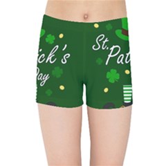 St Patricks Leprechaun Kids Sports Shorts by Valentinaart