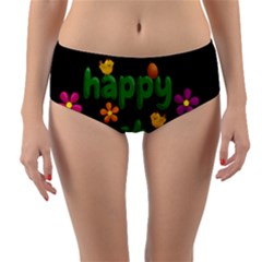 Happy Easter Reversible Mid-waist Bikini Bottoms by Valentinaart