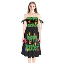 Happy Easter Shoulder Tie Bardot Midi Dress by Valentinaart