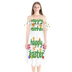 Happy Easter Shoulder Tie Bardot Midi Dress by Valentinaart