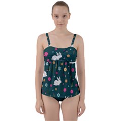 Easter Bunny  Twist Front Tankini Set by Valentinaart