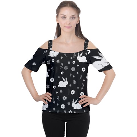 Easter Bunny  Cutout Shoulder Tee by Valentinaart