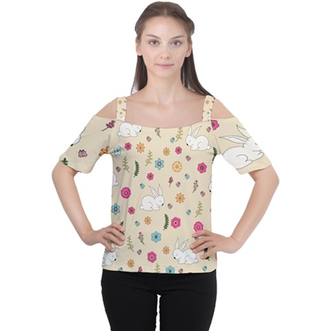 Easter Bunny  Cutout Shoulder Tee by Valentinaart