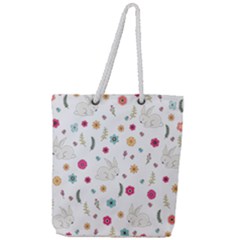 Easter Bunny  Full Print Rope Handle Tote (large) by Valentinaart