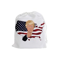 Trump Usa Flag Drawstring Pouches (large)  by ImagineWorld