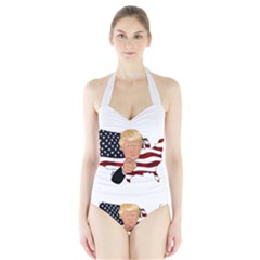 Trump Usa Flag Halter Swimsuit by ImagineWorld