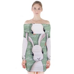 Easter Bunny  Long Sleeve Off Shoulder Dress by Valentinaart