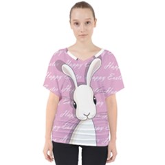 Easter Bunny  V-neck Dolman Drape Top by Valentinaart