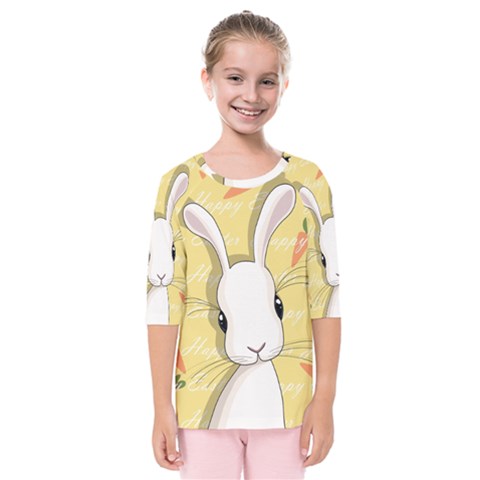 Easter Bunny  Kids  Quarter Sleeve Raglan Tee by Valentinaart