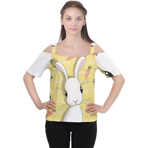 Easter Bunny  Cutout Shoulder Tee by Valentinaart