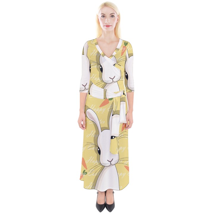 Easter bunny  Quarter Sleeve Wrap Maxi Dress