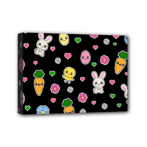 Easter Kawaii Pattern Mini Canvas 7  X 5  by Valentinaart