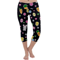 Easter Kawaii Pattern Capri Yoga Leggings by Valentinaart