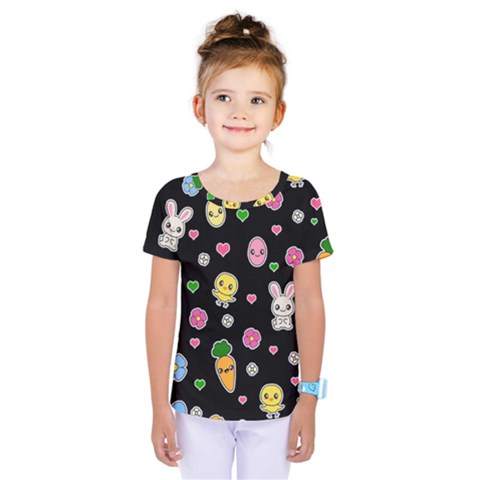 Easter Kawaii Pattern Kids  One Piece Tee by Valentinaart