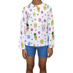 Easter Kawaii Pattern Kids  Long Sleeve Swimwear by Valentinaart