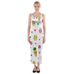 Easter Kawaii Pattern Fitted Maxi Dress by Valentinaart