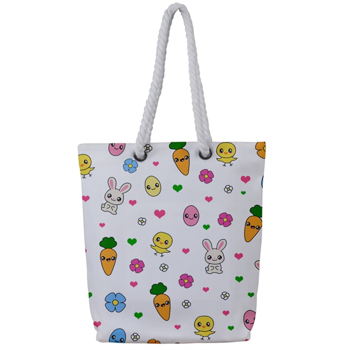 Easter Kawaii Pattern Full Print Rope Handle Tote (Small)