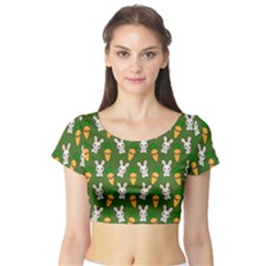 Easter Kawaii Pattern Short Sleeve Crop Top by Valentinaart