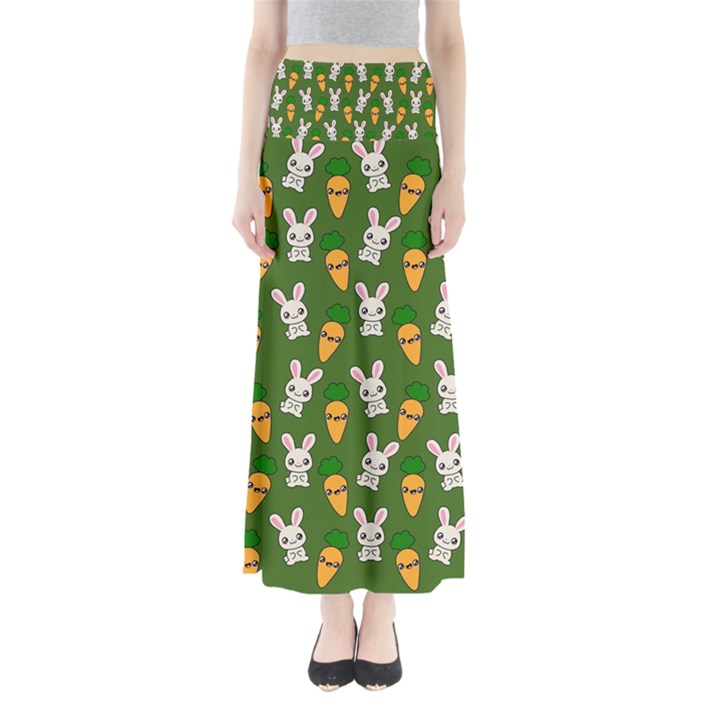 Easter Kawaii Pattern Full Length Maxi Skirt