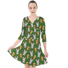 Easter Kawaii Pattern Quarter Sleeve Front Wrap Dress by Valentinaart