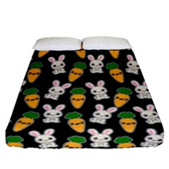 Easter Kawaii Pattern Fitted Sheet (queen Size) by Valentinaart