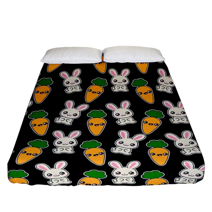 Easter Kawaii Pattern Fitted Sheet (Queen Size)