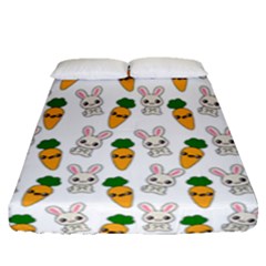 Easter Kawaii Pattern Fitted Sheet (queen Size) by Valentinaart