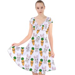 Easter Kawaii Pattern Cap Sleeve Front Wrap Midi Dress by Valentinaart